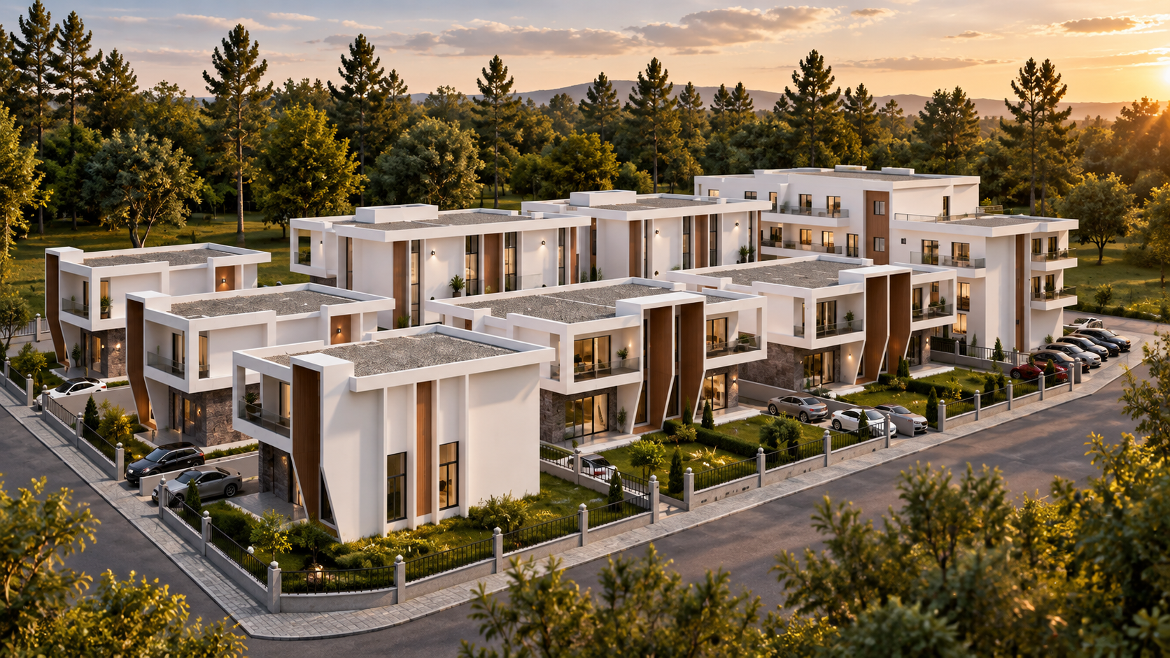 Çağdaş villalardan oluşan konut projesi